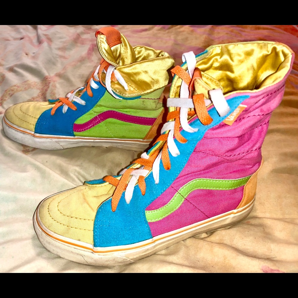 Colorful neon hi-top vans- one of a kind!!